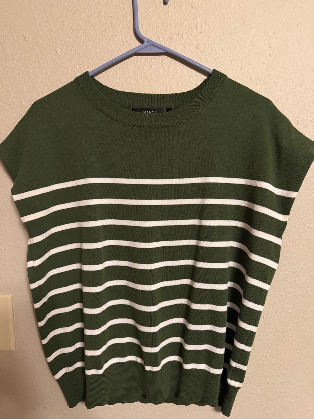Olive & White Striped Knit dress shirt